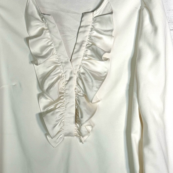 J Crew Size Ivory Ruffle V-Neck Popover Blouse Women’s Sz Small - Picture 3 of 4